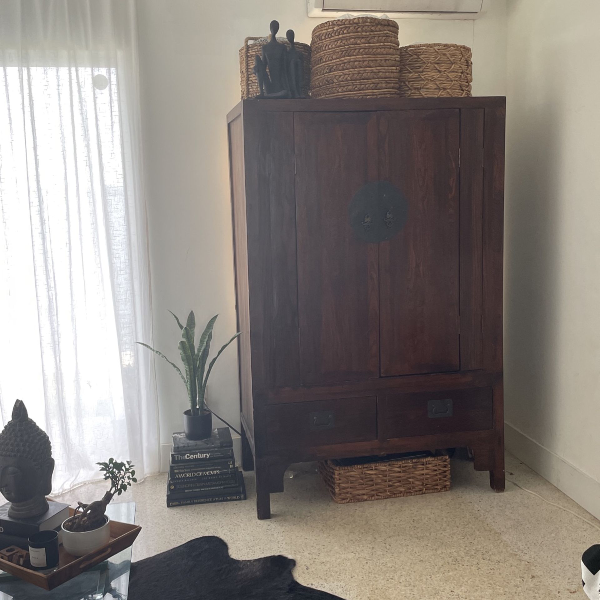 Indonesian Solid Wood Armoire Chest Wardrobe