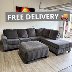 Large Gray Sectional Couch 🛋️- free Delivery 🚚 