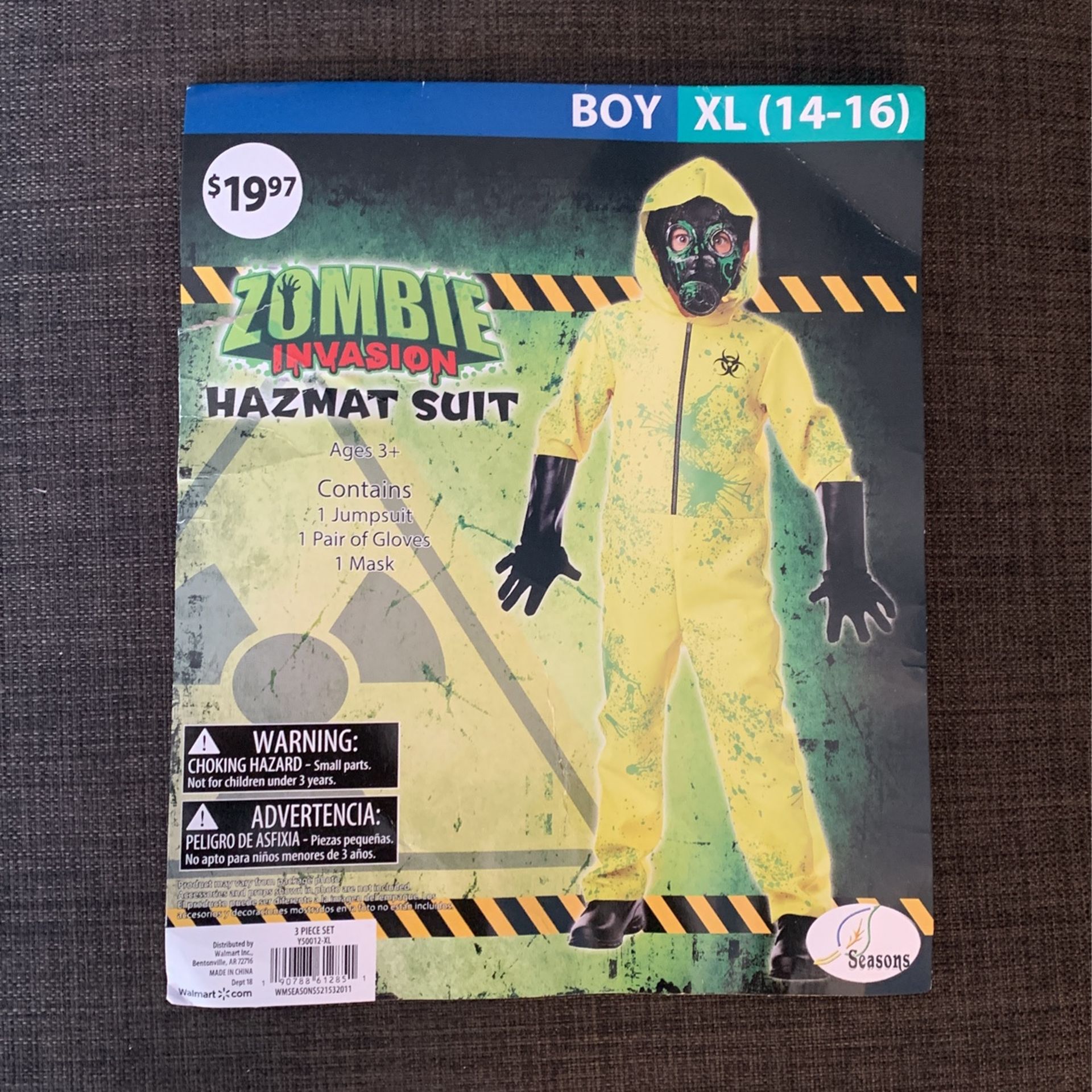 HALLOWEEN HAZMAT SUIT BREAKING BAD ZOMBIE INVASION KIDS SIZE XL COSTUME