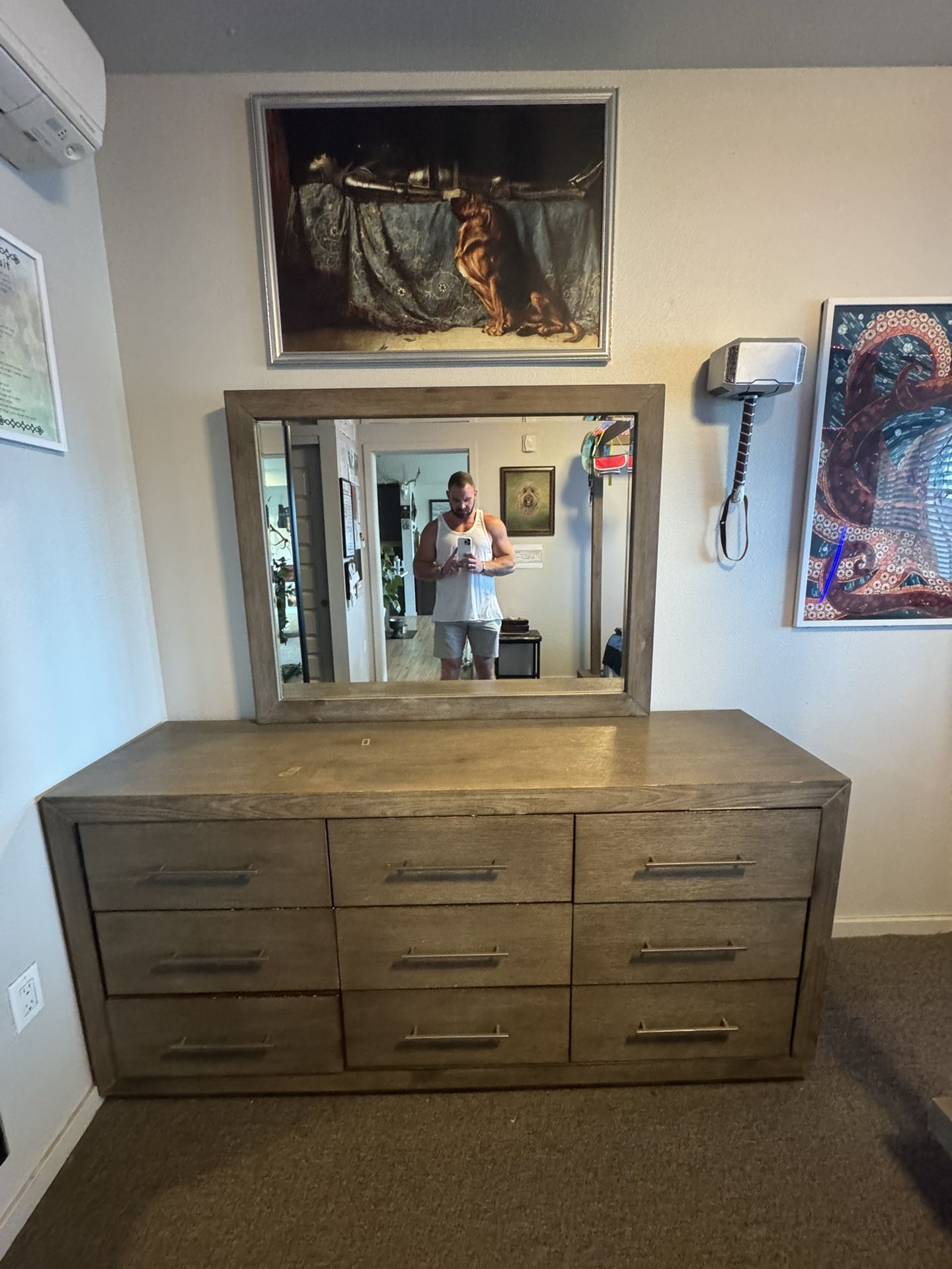 Melbourne Dresser & Mirror in Gray