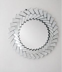 Large 38” Modern Spiral Beveled Wall Mirror | Contemporary Glam Accent Mirror