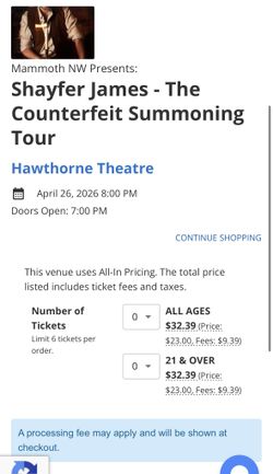 Shayfer James Tickets