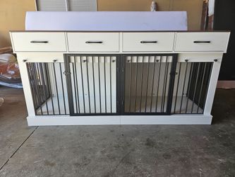 furniture-style double dog kennel/console with drawers