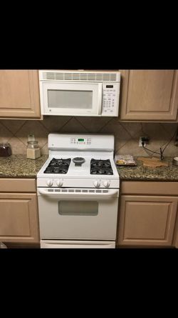 Microwave, freezer, stove, dishwasher