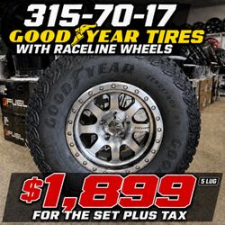 🔥17" RACELINE WHEELS WITH GOODYEAR TIRES ! BRAND NEW RAM SET! 🔥(5 LUG ) RAM SETUP!