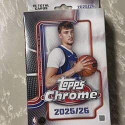 2025-26 TOPPS CHROME HANGER BOX (15 Cards) NBA Basketball Brand New Sealed
