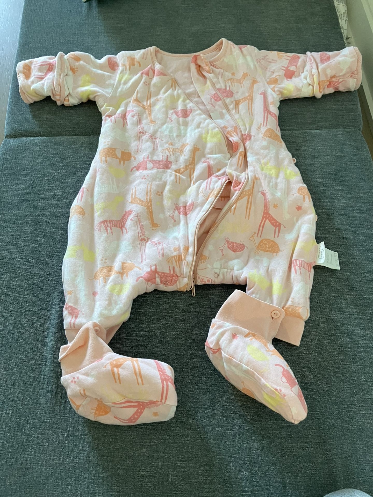 Baby Sleep Sack, 2.5 TOG Cotton Wearable Blanket Detachable Sleeves & 2-Way Zipper