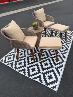 Overstock 5 piece outdoor Rope patio set with cooler table