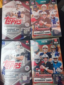 2026 Topps flagship football (2) and 2026 Bowman football (2)