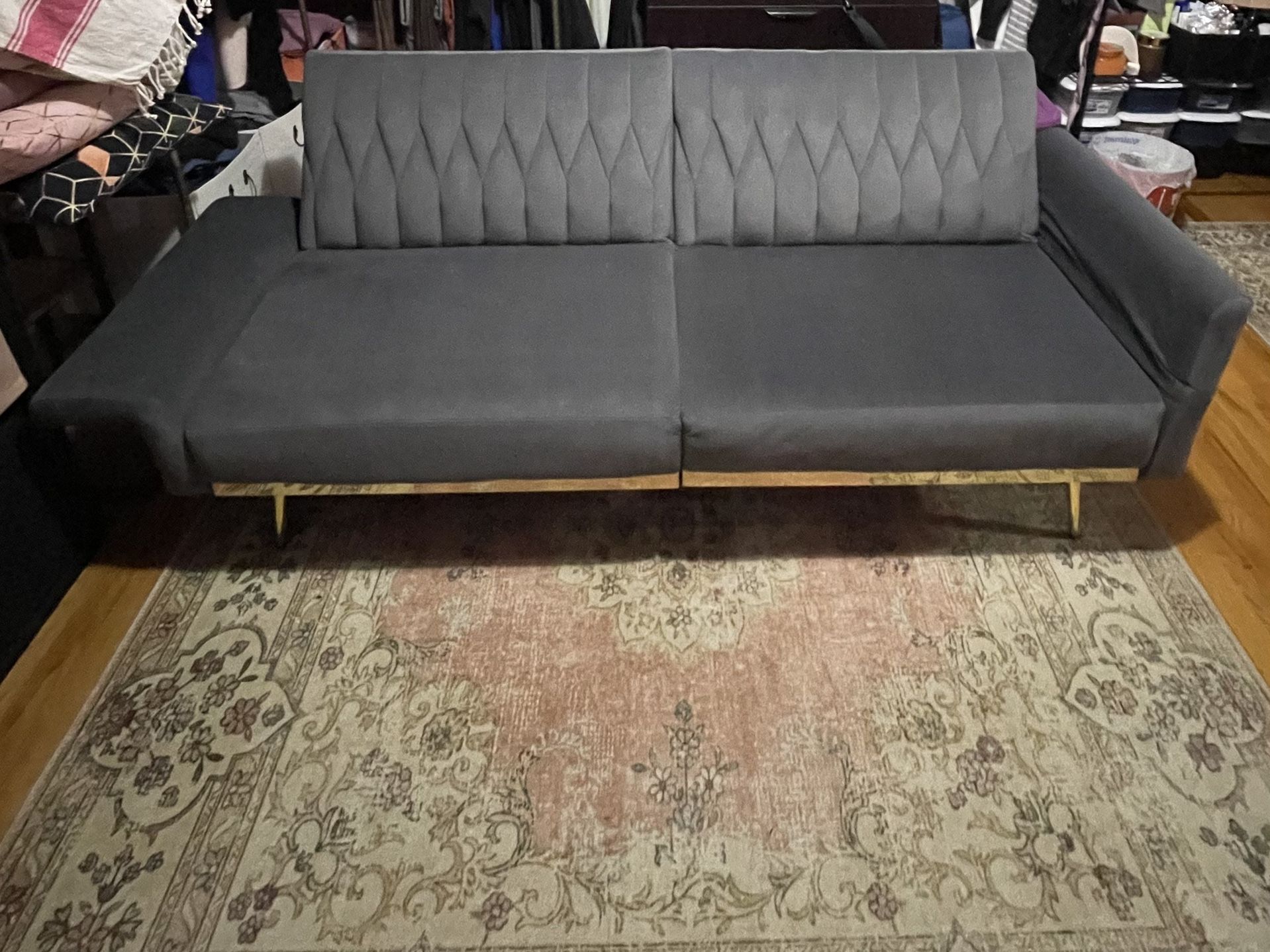 Convertible Futon Sofa w/Gold Legs