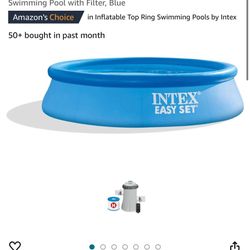 Intex 28107EH 8 X 24 Inch Easy Set Inflatable Puncture Resistant Circular Above Ground Portable Outdoor Family Swimming Pool with Filter, Blue