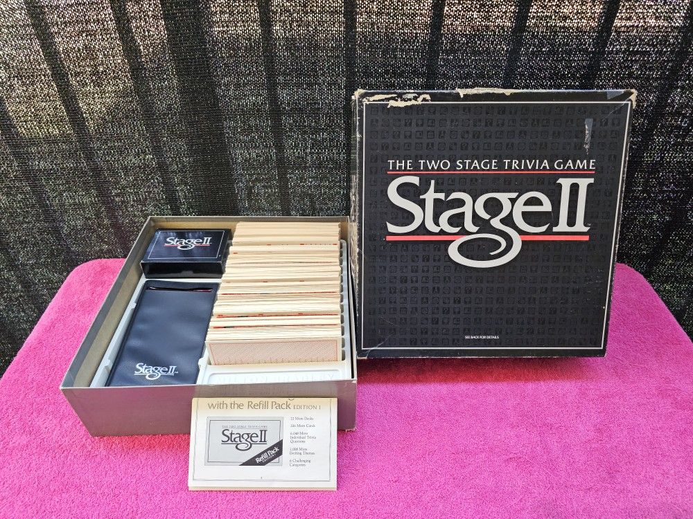 1985 Milton Bradley Stage II Board Game The Two Stage Trivia Game Complete