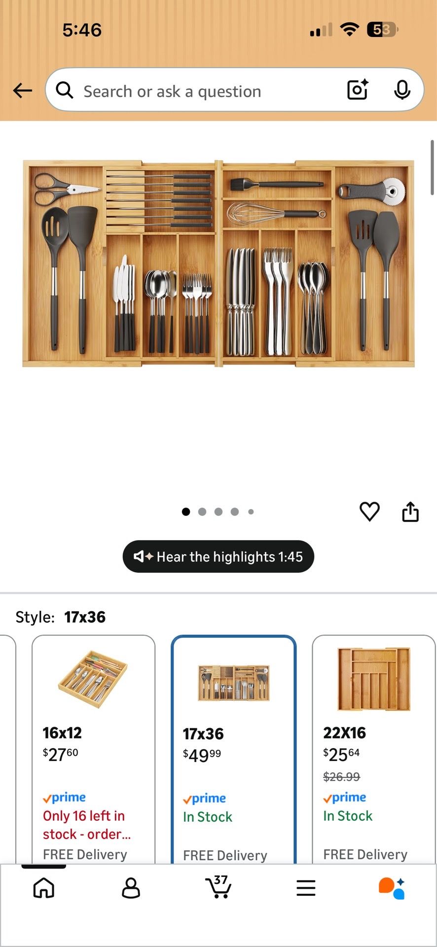 Bamboo Drawer Organizer - New