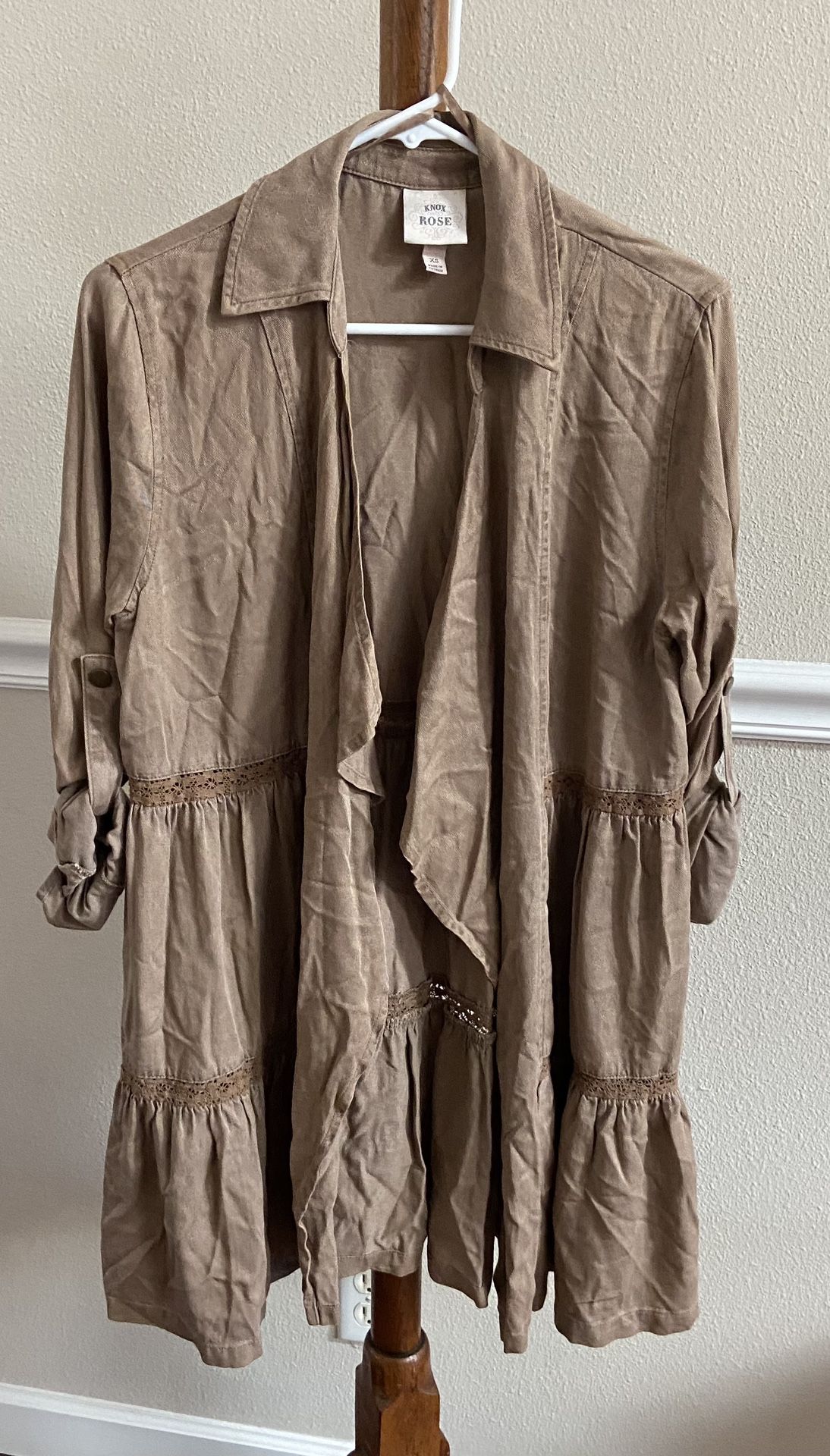 Knox Rose Cardigan Women XS Open Front Brown Top just $5