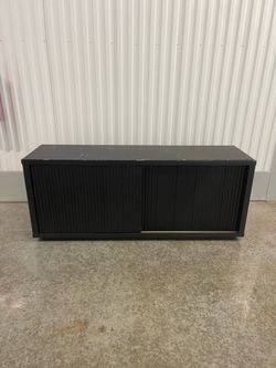Black Sideboard with Sliding Ribbed Doors