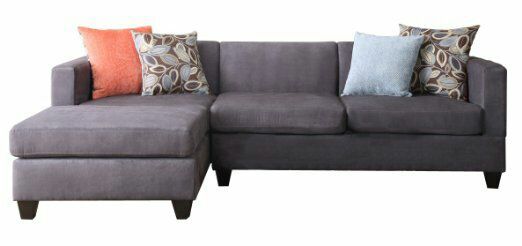 Grey sectional sofa display item new, never used microfiber gray
