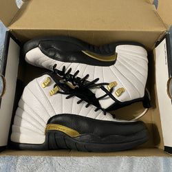 White and black jordan 12s