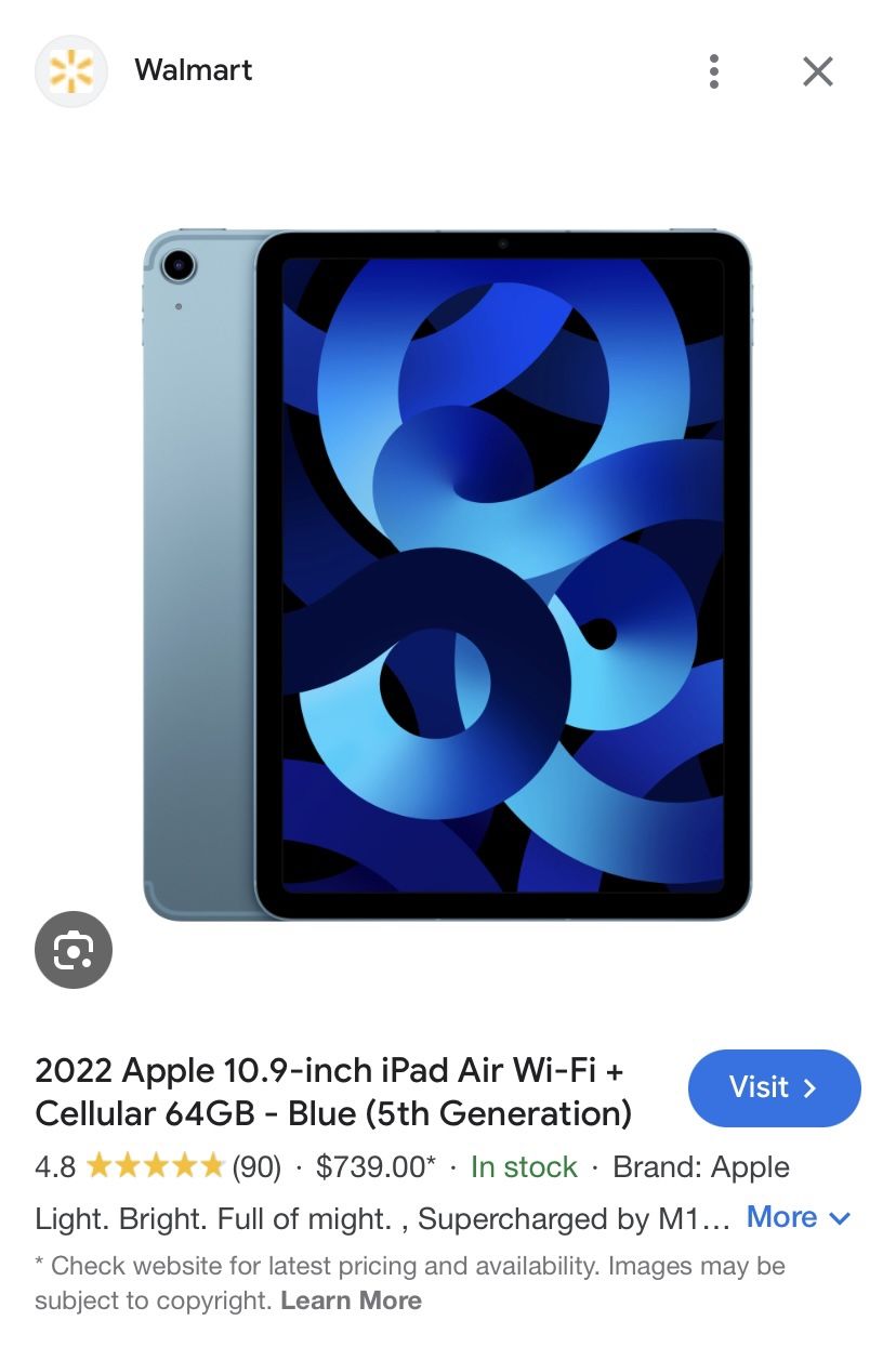 Like New Condition Apple iPad Air 2022 256GB 