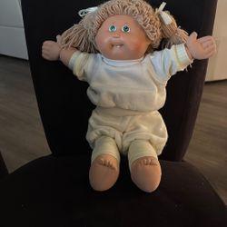 Vintage Cabbage, Patch Kid,  Dolls. Yarn Pigtails Blue Eyes Two Dimples And One Tooth