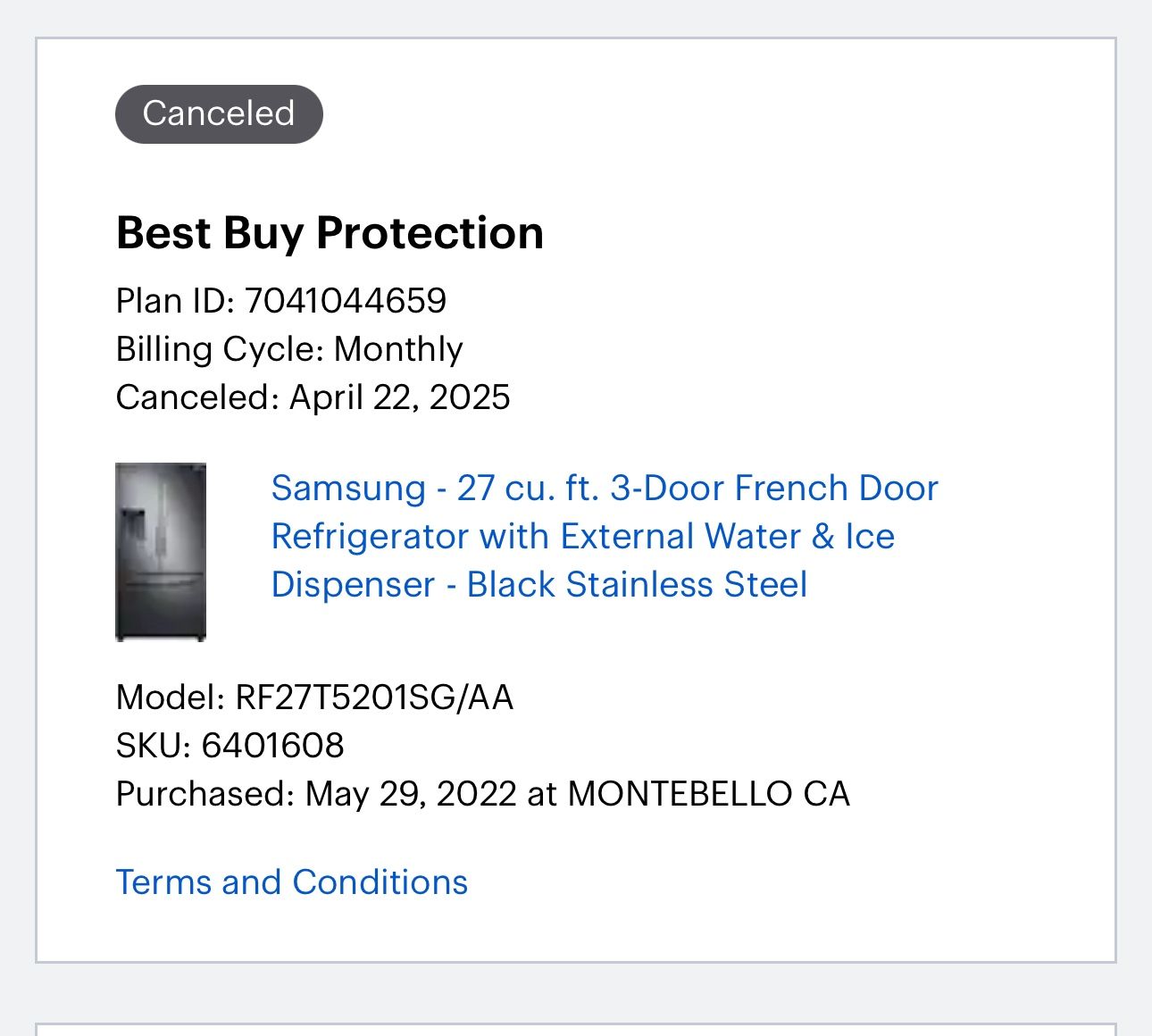 Samsung Refrigerator. French Door 3 years old