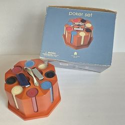 BRAND NEW POKER SET - Michael Graves Design; cherry-finish wood, 240 chips & 2 decks of cards (1sealed)
