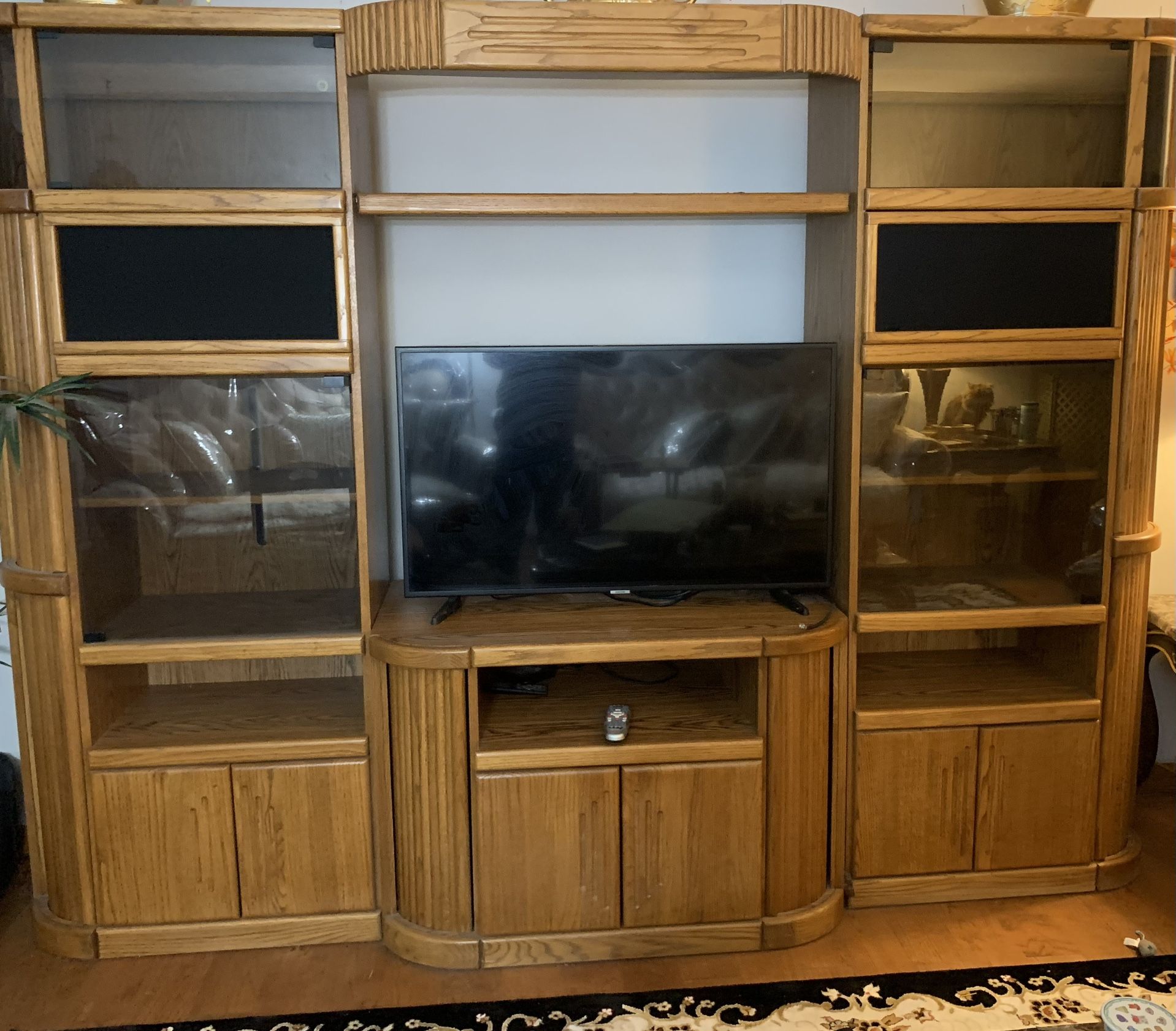 Entertainment Center / Wall Unit Lighted Solid - $250 (Darien)