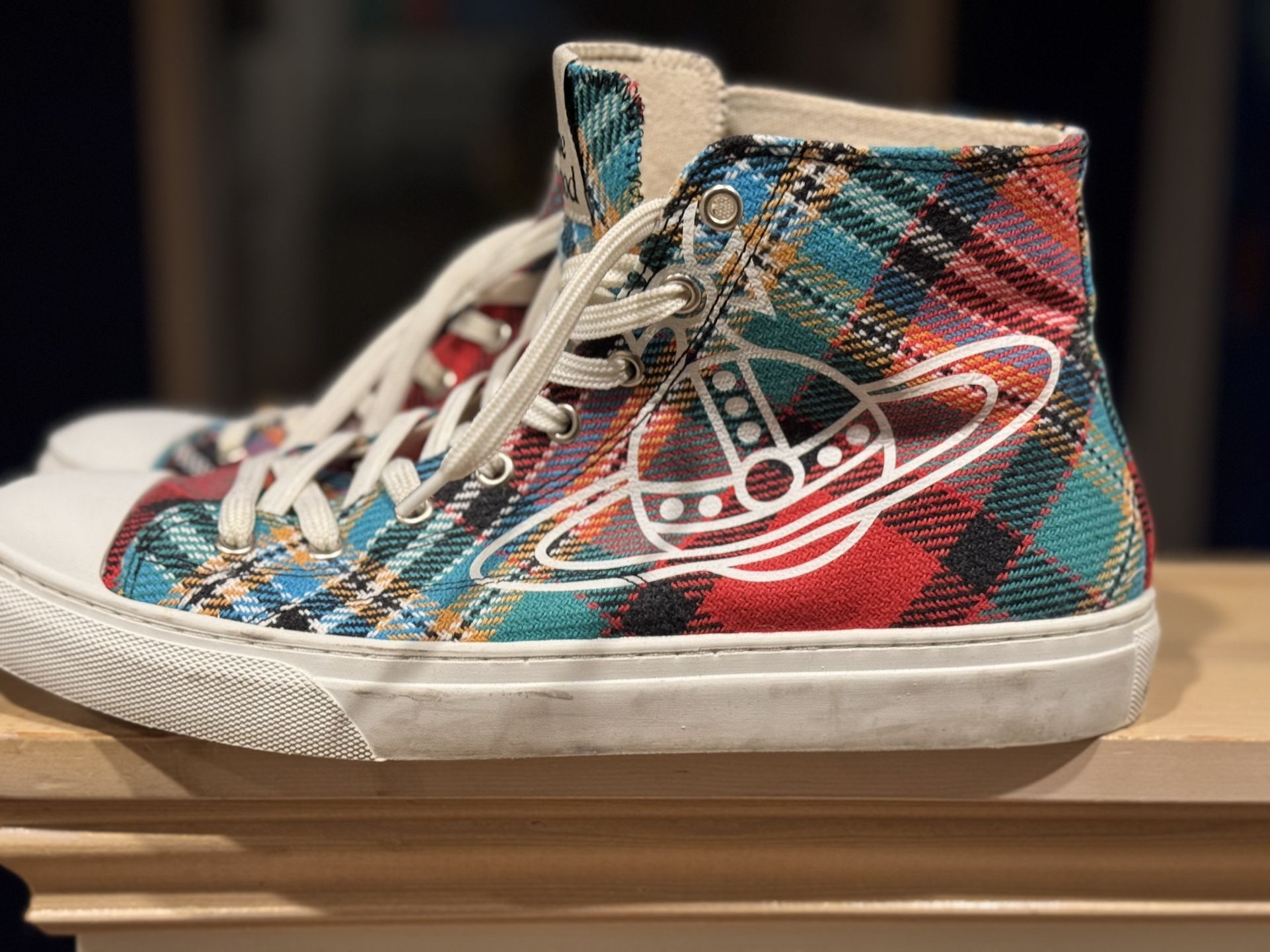 Vivienne Westwood Plimsol Tartan High Top Sneakers (44)