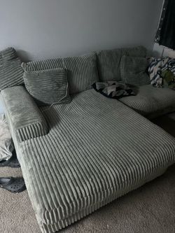 Gray Corduroy Sectional Sofa with Chaise