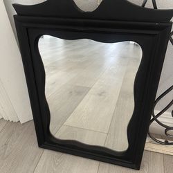 Matte Black Wavy Framed Mirror 21” x 15”