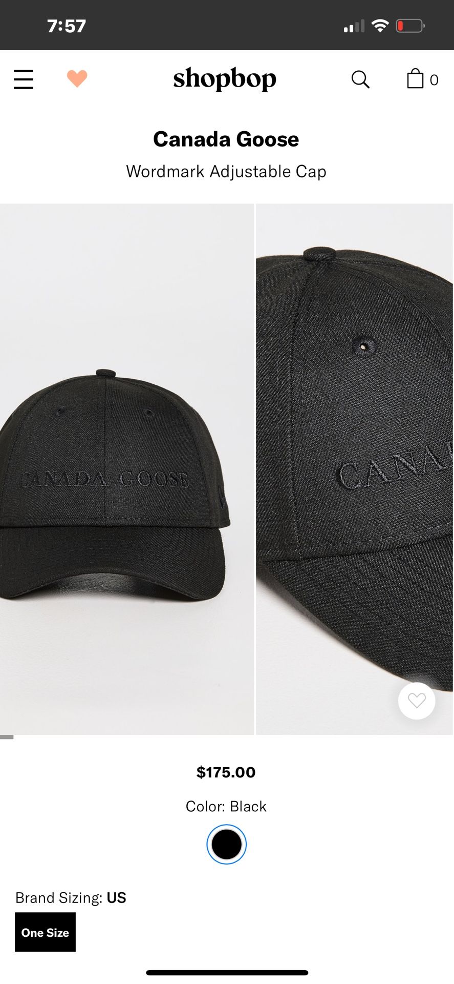 Canada Goose Adjustable Wordmark Hat Monochromatic Black