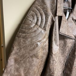 Distressed Plus Size Faux Leather Biker Jacket Fall/Winter