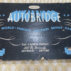 VTG 1940-50s “AutoBridge” Table Game with Board, Templates, Tips, Instruc. W/box