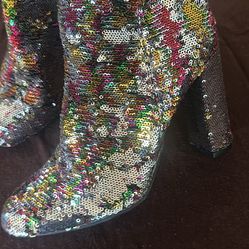 Multicolor sequin ankle boots-Beautiful Size