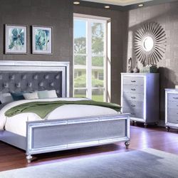 Hot Modern Bedroom Set On Sale! L.E.D Accent Lighting On All Pieces! 