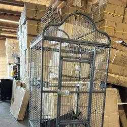 Open Play Perch Stand Top Parrot Bird Cage On Wheels 