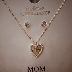 Beautiful 14k Heart Pendant, Necklace And Stud Earrings. $50