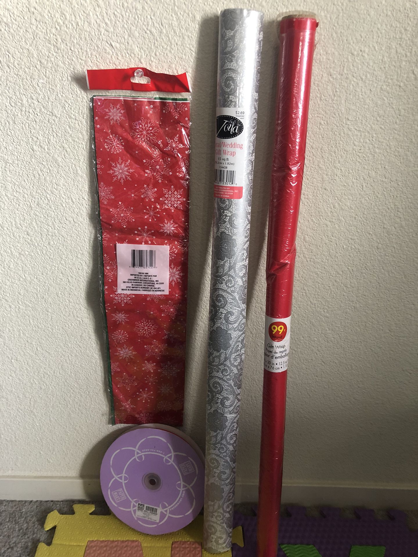 Ribbon Red 5/8 In & Wrap Paper.