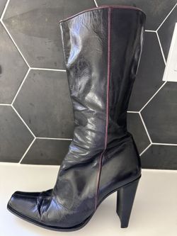 Italian Women's Boot- Black With Purple Accent Line