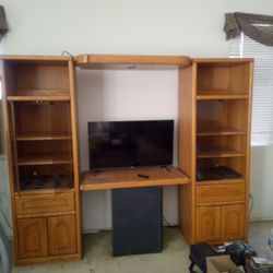 Solid oak entertainment center 