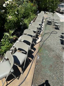 Gray Foldable Metal Chairs w Cushion