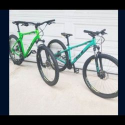 2 X GT Mountain Bikes Size Adult Small And Large Wheels 27.5 Speeds 24 Disc Brakes Both For 690$ 