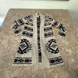 Northern Angel Southwestern Aztec Cardigan Sweater large Rainbow Boho Long 