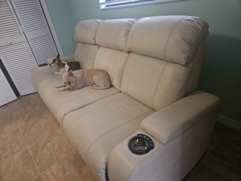Faux Leather Power Reclining Sofa and Recliner
