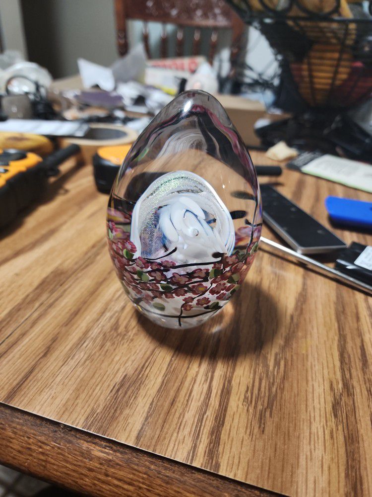 Cherry Blossom Egg Paperweight