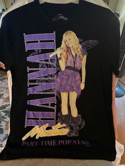 Disney Hannah Montana Part-Time Pop Star Graphic T-Shirt Black Size L L/G