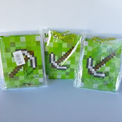 Minecraft Kids Birthday Party Banner Supplies 3pc And Ballon’s 