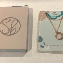 Gemma Simone Aqua Beaded Layered Lariat Necklace Rose Gold Color Circulus – New
