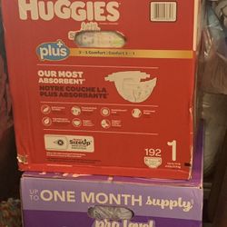 Diapers Size 1 & 2 Total of 740 diapers 