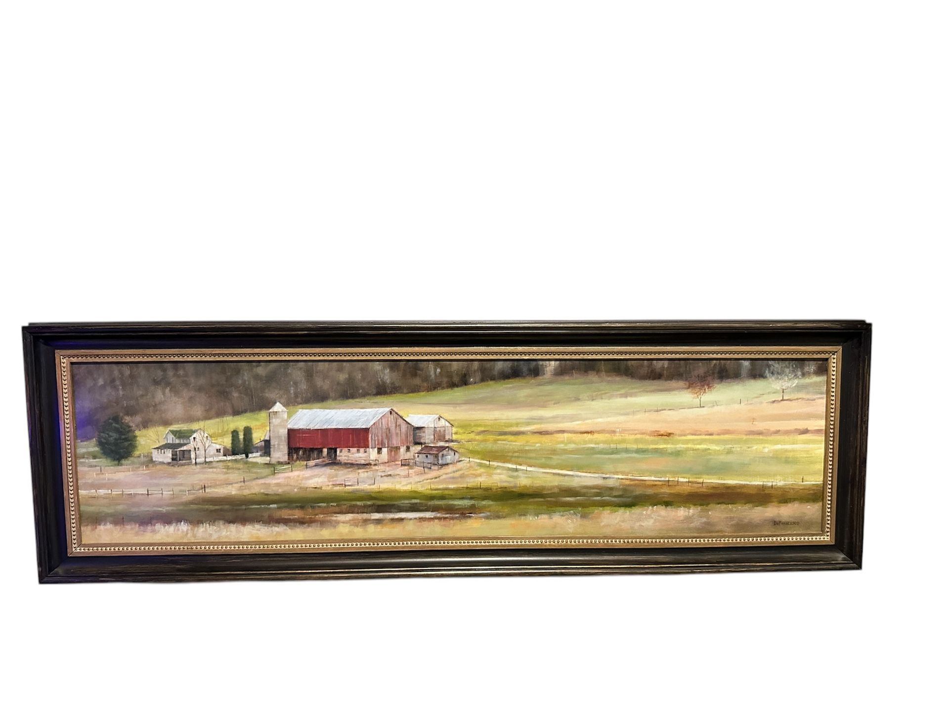 Michael DeFrancesco Original Oil Painting 12x48 "American Farm #5" Framed