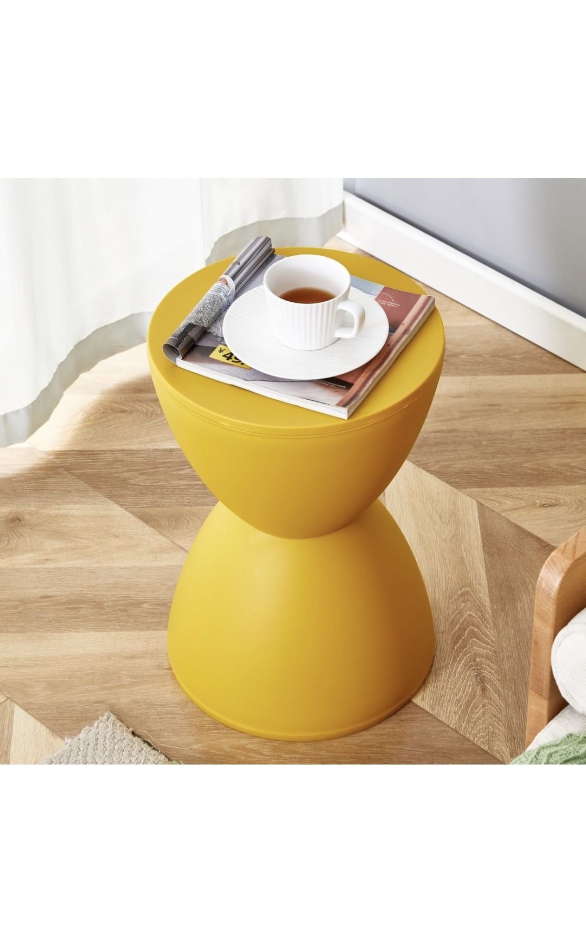 Generic Plastic Drum Side Table,Plastic Round Stool, Hourglass Stool,Outdoor End Table,Modern Side Table Indoor and Outdoor Use,